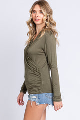 Olive Long Sleeve Wrap Nursing Top