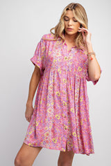 Pink Floral Button Down Maternity Dress