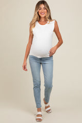 Light Blue Slim Straight Maternity Jeans