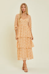 Dusty Apricot Tiered Midi Dress