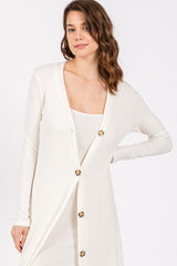 White Ribbed Soft Knit Dress Cardigan Set