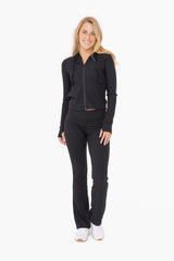 Black Ribbed Foldover Maternity Flared Pants