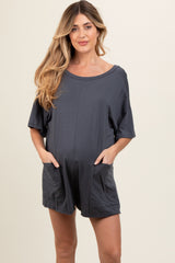 Charcoal Basic Maternity Romper