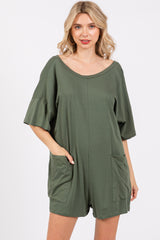 Light Olive Basic Maternity Romper