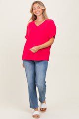 Coral Pink Short Sleeve Maternity Blouse