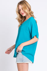 Turquoise Short Sleeve Blouse