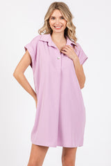 Lavender Collared Button Front Maternity Dress