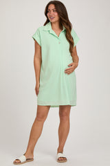 Mint Collared Button Front Maternity Dress