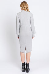 Heather Grey Rib Knit Mock Neck Nursing Dress