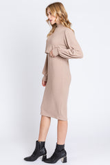 Taupe Rib Knit Mock Neck Nursing Dress