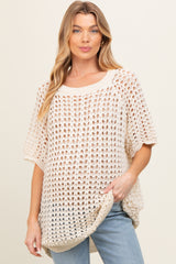 Cream Fishnet Knit Maternity Top