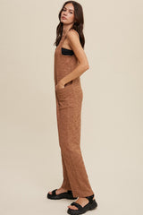 Camel Scoop Neck Sleeveless Jumpsuit