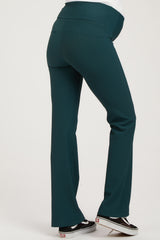 Forest Green Ribbed Maternity Flared Leggings