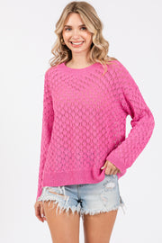 Fuchsia Diamond Open Knit Top