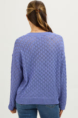 Periwinkle Diamond Open Knit Maternity Top