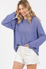 Periwinkle Diamond Open Knit Maternity Top