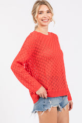 Red Diamond Open Knit Top