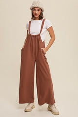 Mocha Ribbed Drawstring Wide Leg Maternity Jumpsuit