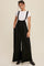 Black Ribbed Drawstring Wide Leg Jumpsuit