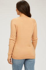 Peach Knit Long Sleeve Maternity Top