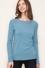 Blue Knit Long Sleeve Maternity Top