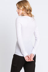 Ivory Knit Long Sleeve Round Hem Top