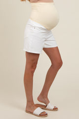 White Basic Maternity Denim Shorts