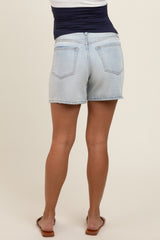 Light Denim Maternity Shorts