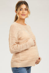 Light Pink Striped Open Knit Maternity Top