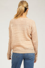 Light Pink Striped Open Knit Maternity Top