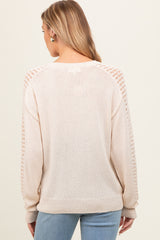 Cream Crochet Detail Sleeve Knit Maternity Top