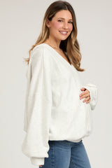 Heather Gray Terry Wrap Long Sleeve Maternity Nursing Top