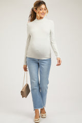 Cream Soft Turtle Neck Maternity Top