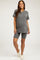 Charcoal Ribbed Biker Shorts Maternity Set