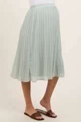 Mint Swiss Dot Pleated Maternity Midi Skirt