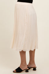 Cream Swiss Dot Pleated Maternity Midi Skirt