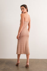 Copper Metallic Cami Midi Dress
