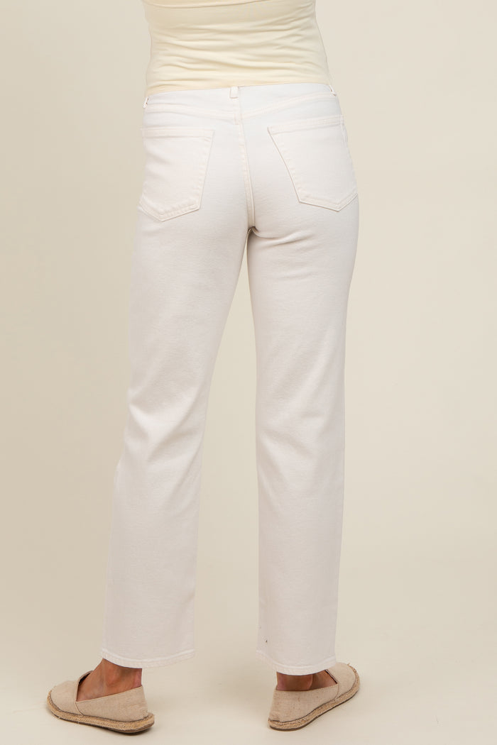 Cream Basic Maternity Straight Leg Jeans