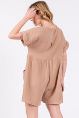 Mocha Gauze Short Sleeve Romper