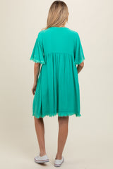 Jade Button Front Frayed Maternity Dress