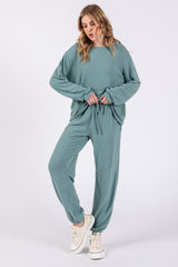 Sage Soft Knit Brushed Long Sleeve Lounge Set