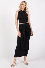 Black Crop Top And Ruffle Maternity Skirt Set