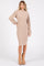 Beige Ribbed Long Sleeve Mock Neck Dress