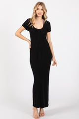 Black Cable Knit Maternity Sweater Dress