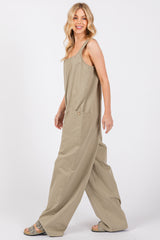 Olive Sleeveless Wide Leg Cutout Back Maternity Jumpsuit