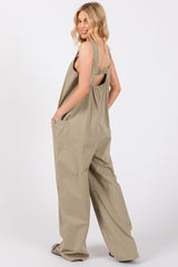 Olive Sleeveless Wide Leg Cutout Back Maternity Jumpsuit