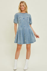 Denim Washed Denim Mini Dress