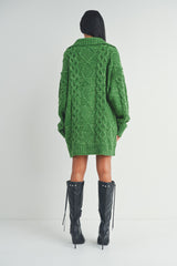 Green Knit Sweater Dress