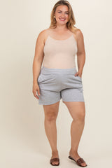 Grey Raw Edge Maternity Plus Sweat Shorts