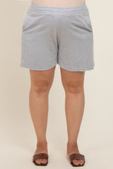 Grey Raw Edge Maternity Plus Sweat Shorts